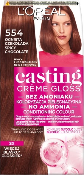 Ngjyrë flokësh për femra L'Oreal Paris Casting Creme Gloss 554 Fiery Chocolate