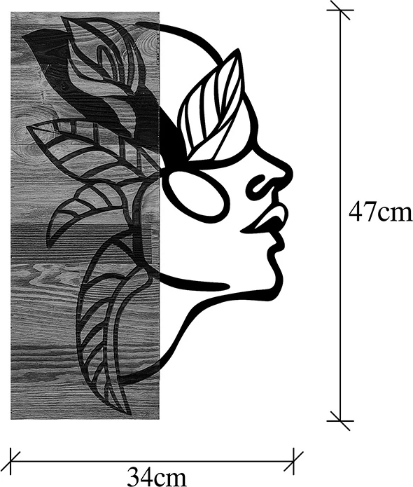 Dekor muri Redian, dru pishe natyrale, metal i zi, 34x3x50cm