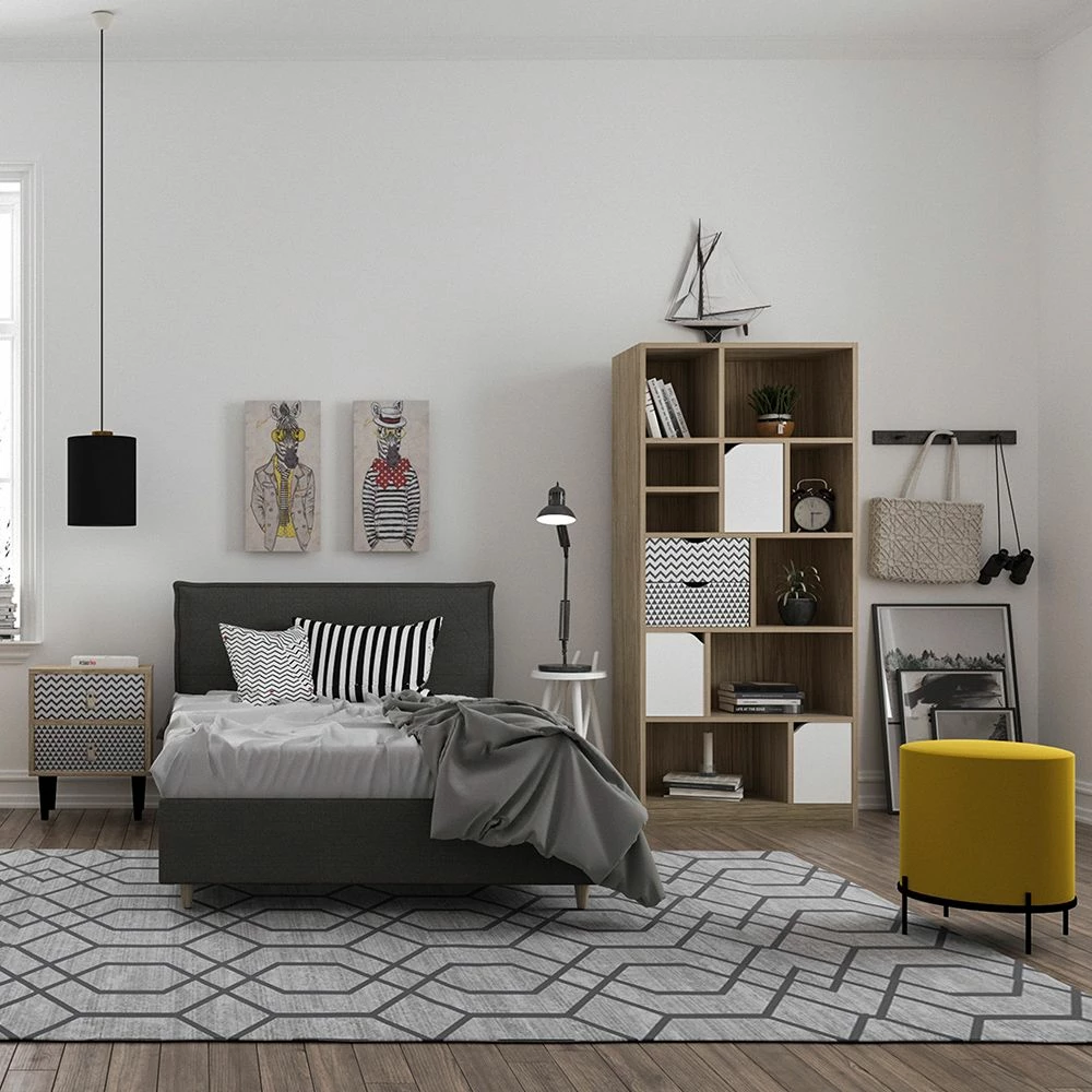 Raft librash Mintoni, sonoma, i bardhë me dizajn, 80x39x180