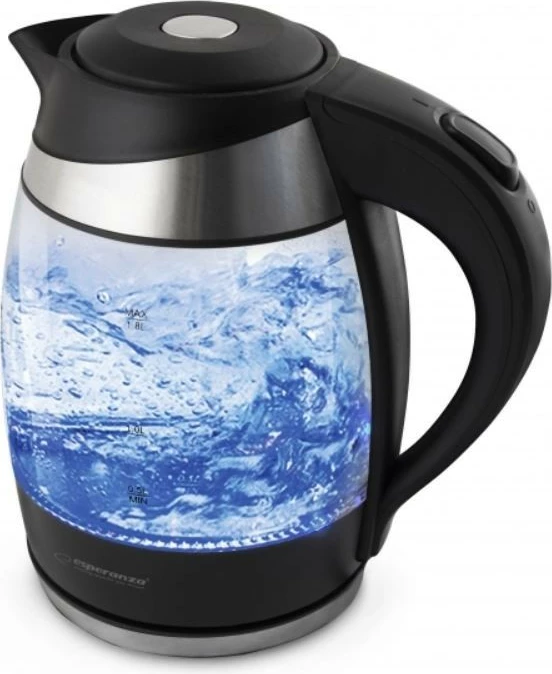 Ibrik elektrik Esperanza GULLFOSS EKK009, 1.8L, xham, i zi/inox, pa kabllo
