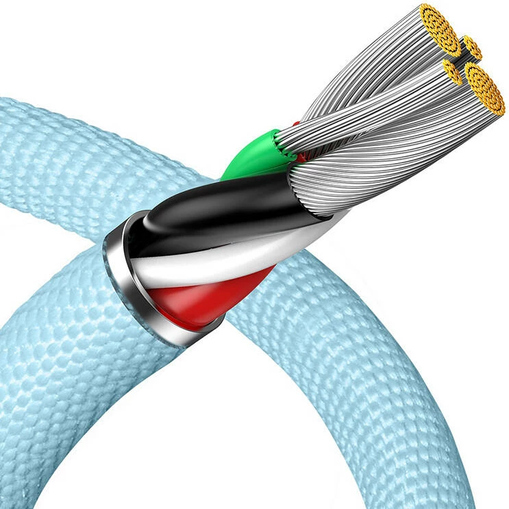 Kabllo USB-C në Lightning Baseus Crystal Shine CAJY001103, 1.2m, 2.4A, kaltër