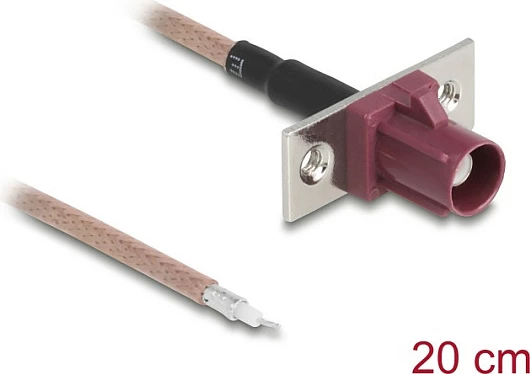 Kabllo antene DeLOCK 90729, RG-316/U, 0.2 m, FAKRA D, 50Ω, Bordeaux/Kafe