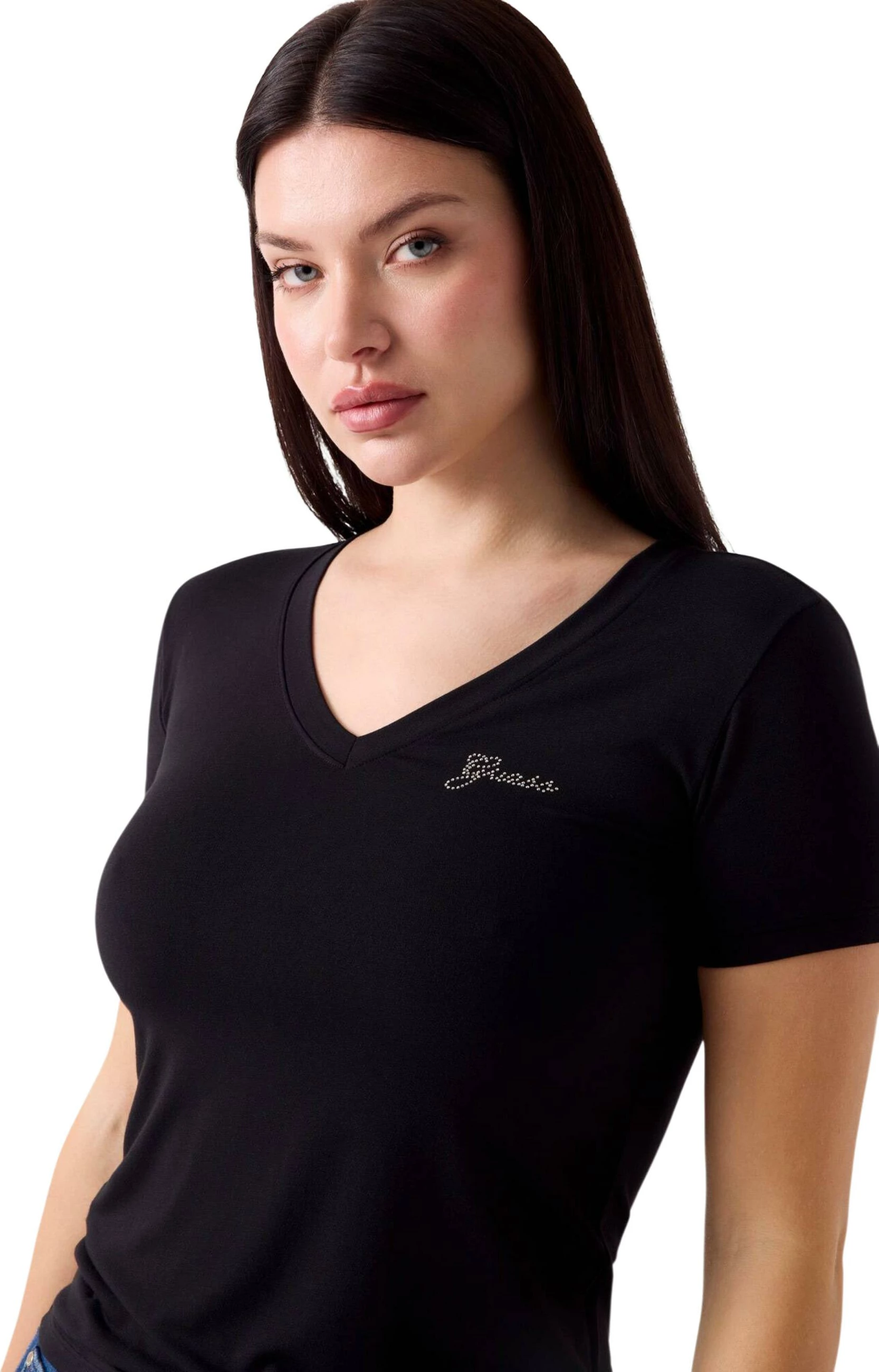 Maicë për femra Guess W6YI13 K3853 Mini Logo, e zezë [Madhësia: M]