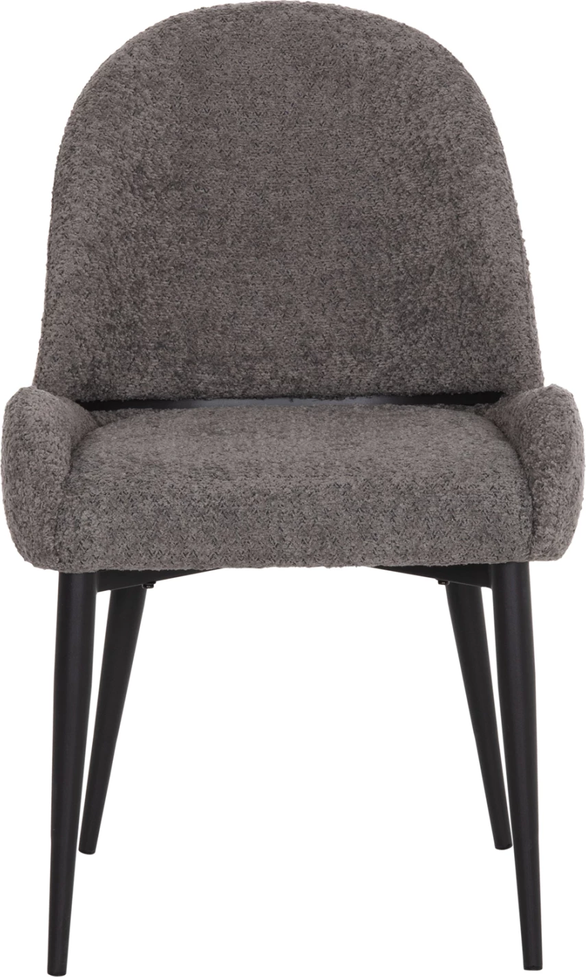 Karrige ngrënieje SARKY, stof boucle gri, këmbë metalike të zeza, FH8585.11, set prej 2 copash, 56x64x88cm