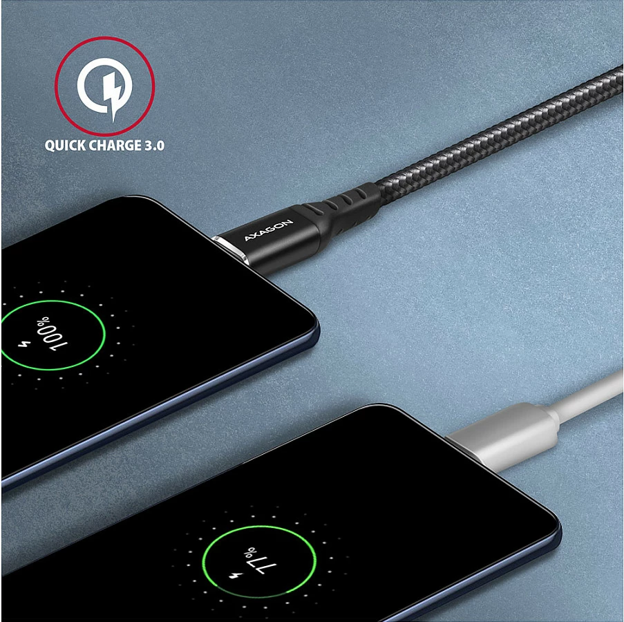 Kabllo USB-C në USB-A Axagon BUCM-AM10AB, 1m, USB 2.0, 3A, e thurur, e zezë