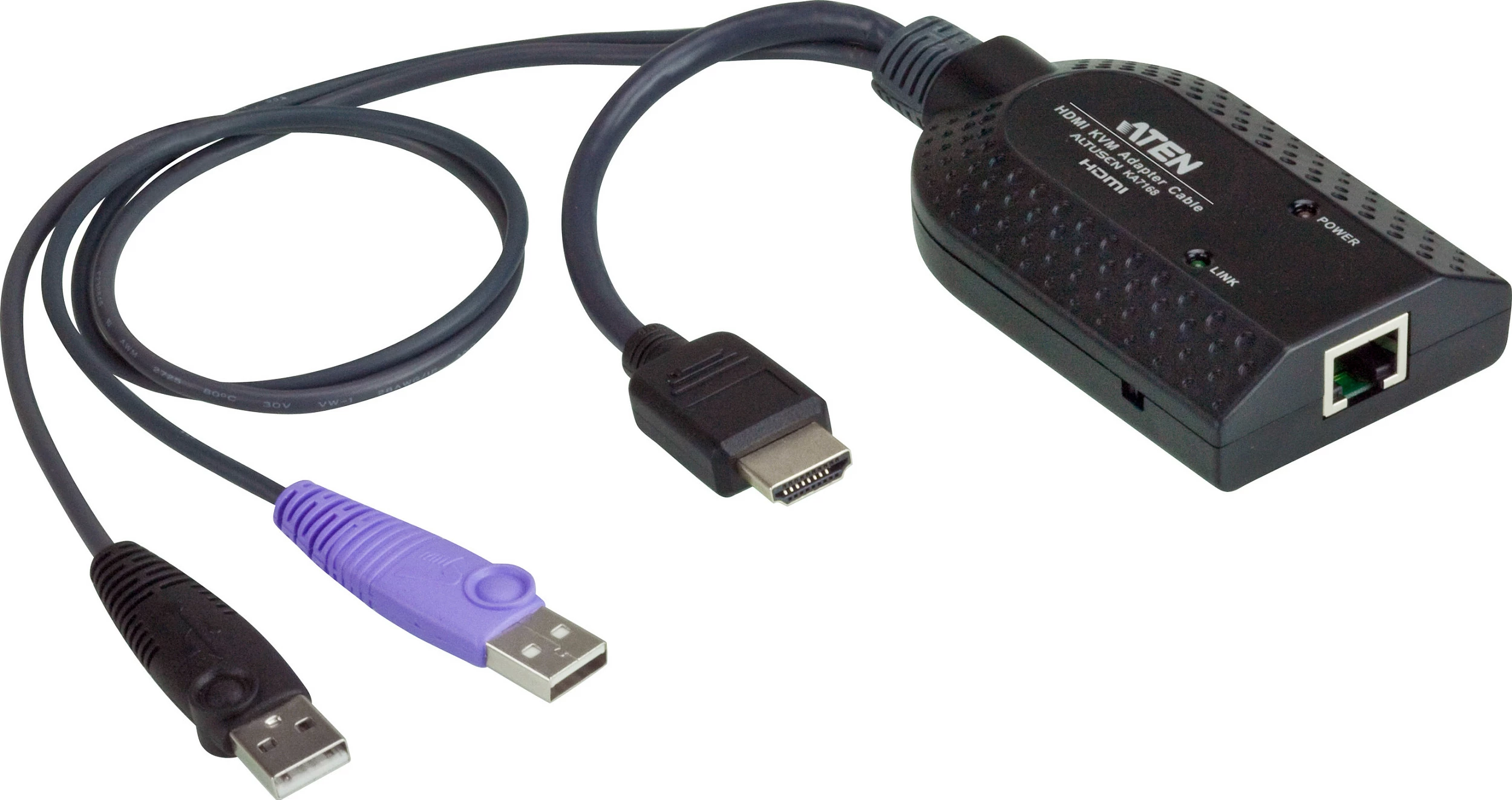 Kabllo adapter KVM ATEN KA7168, USB/HDMI në Cat5e/6, e zezë