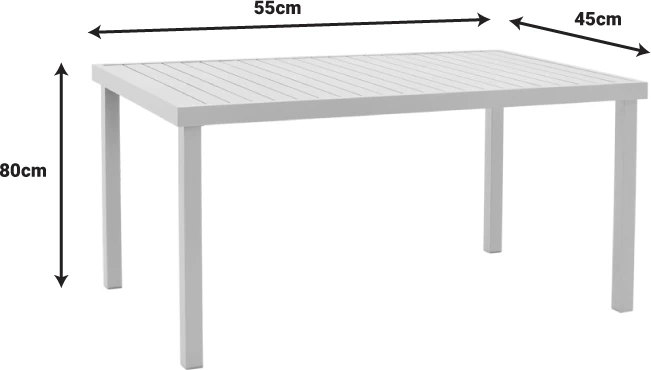 Set tavoline me karrige Kliton-Norture, alumini, ngjyrë e bardhë, 150x80x74cm