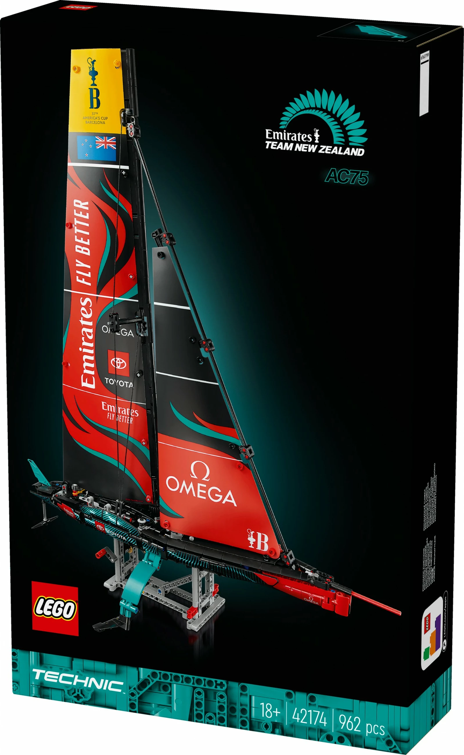 Set ndërtimi LEGO Technic Emirates Team New Zealand AC75, 962 pjesë, multingjyrësh