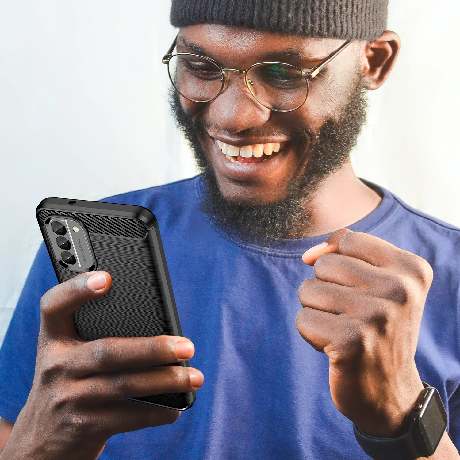 Mbështjellës Hurtel Carbon Case për Nokia G400, TPU, i zi