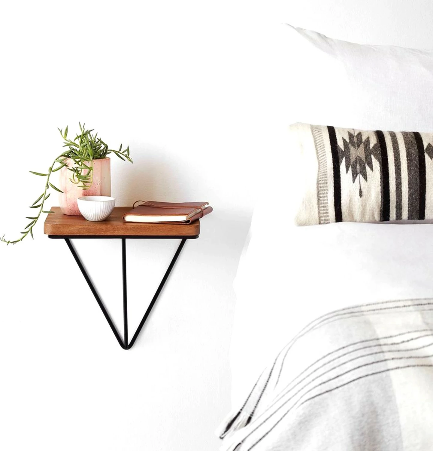 Raft dekorativ prej druri për mur, ngjyrë arre dhe e zezë, Hanah Home, Wr037