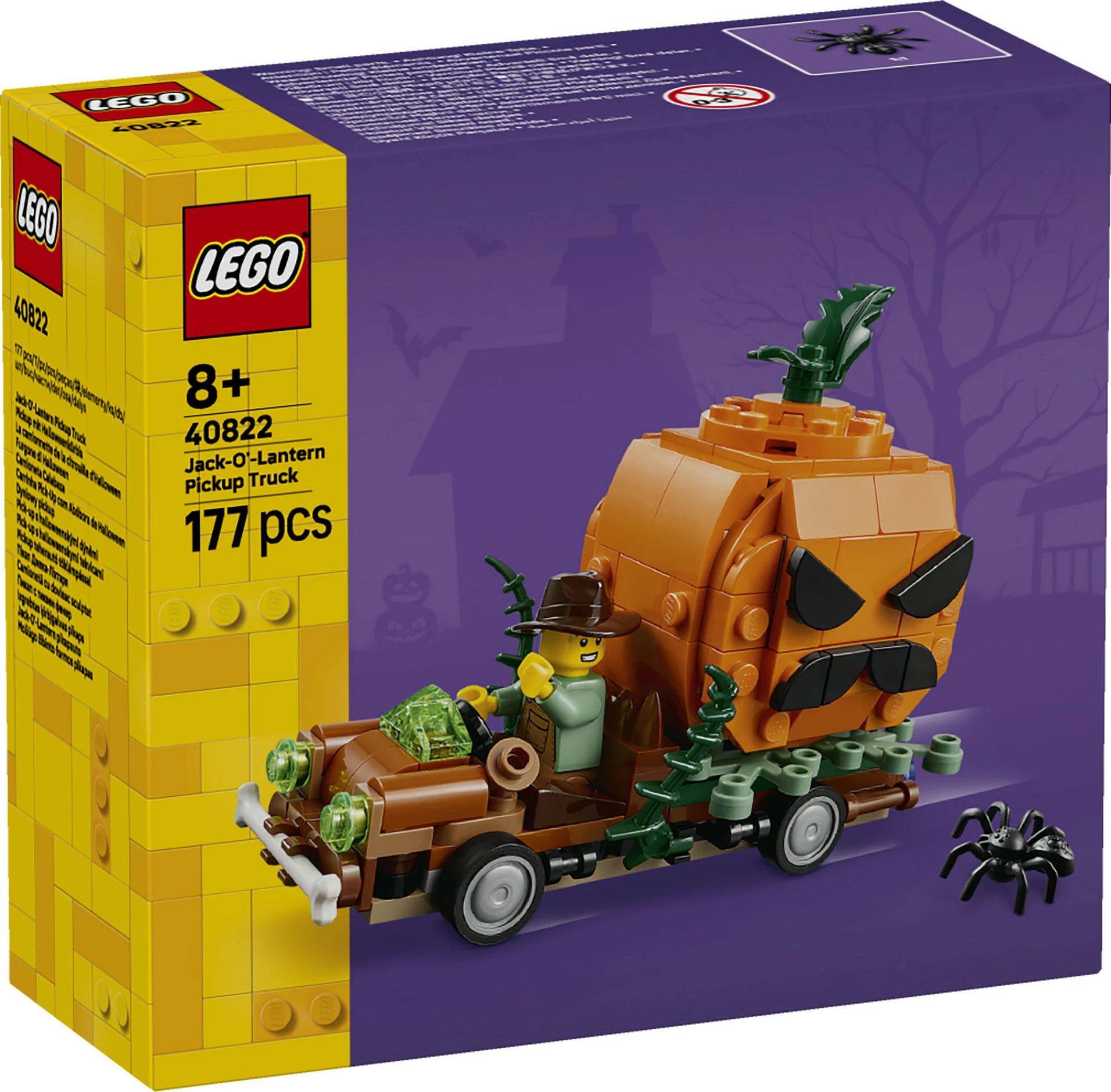 Set ndërtimi LEGO 40822 Jack-O-Lantern Pickup Truck, 177 pjesë, 8+, portokalli