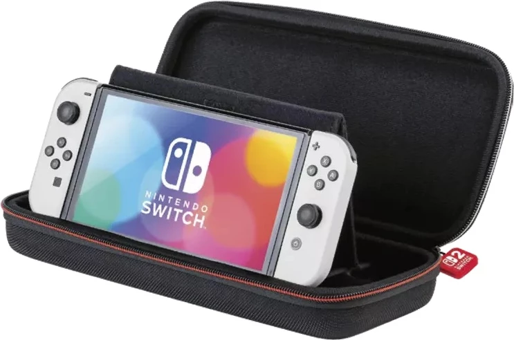 Çantë transporti Nacon Game Traveler Deluxe System Case për Nintendo Switch 2/OLED/Switch, 12 lojëra + 4 microSD, E zezë