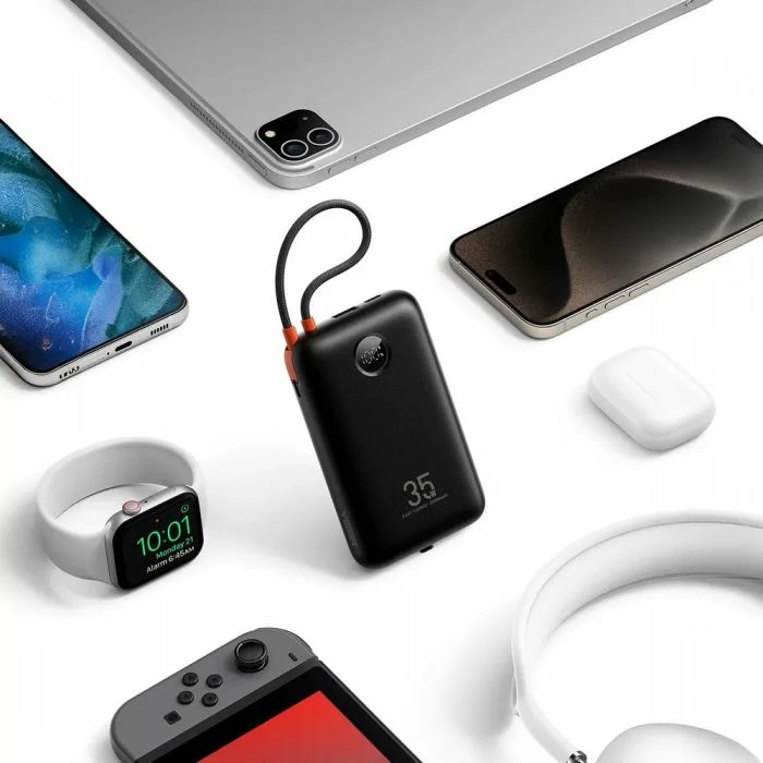 Powerbank VEGER K3 W2068 20000mAh PD 35W me kabllo të integrume, e zezë