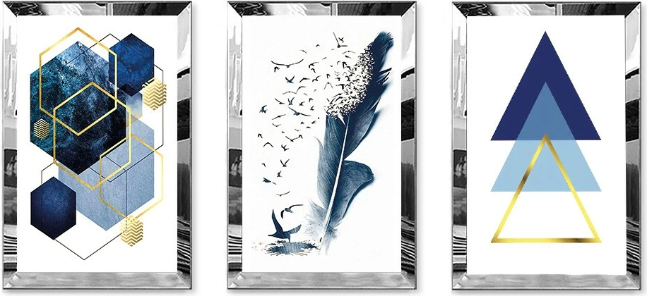 Pikturë dekorative MDF-Plexiglass (3 copë), Wallity, Huhu410, 50x70cm