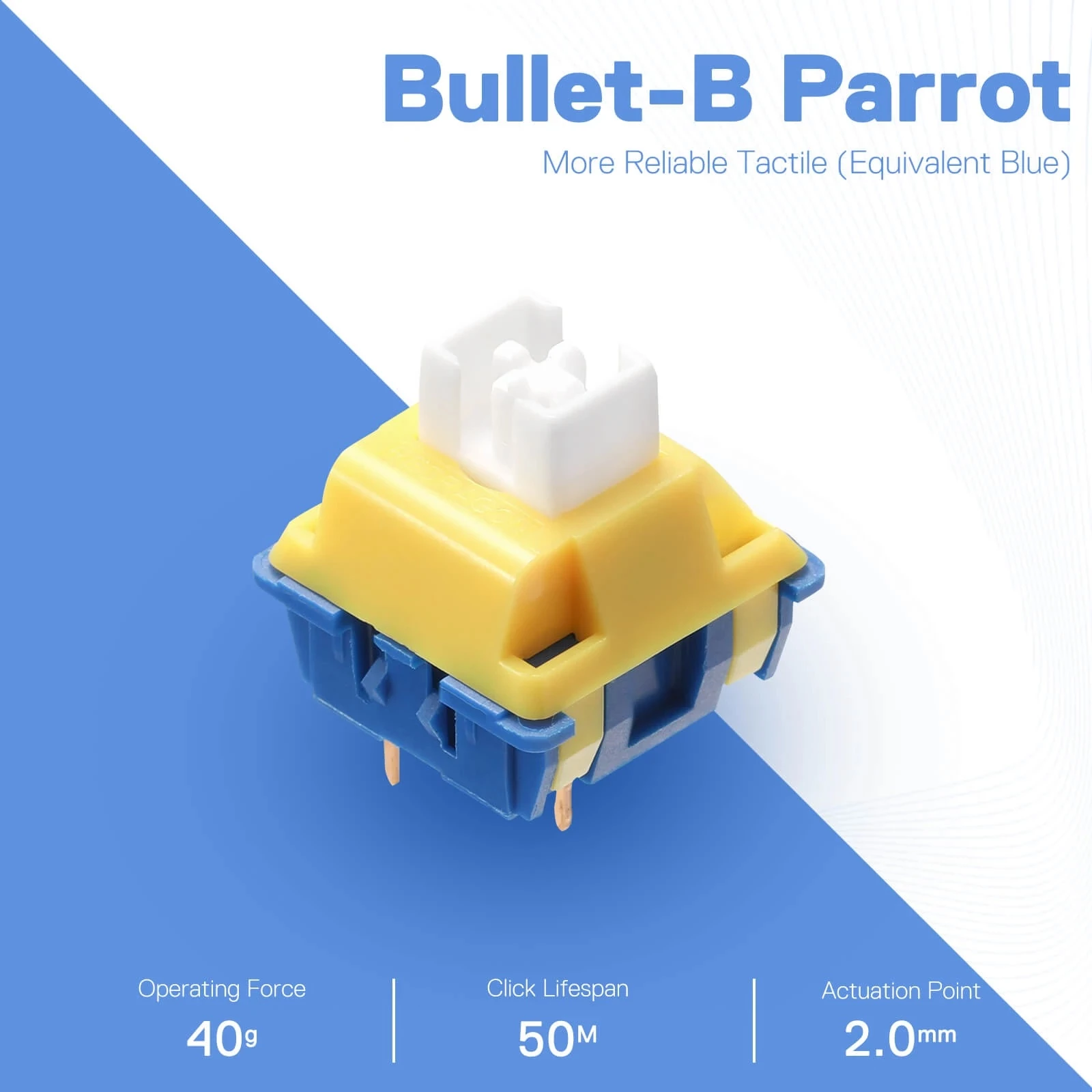 Switch-a mekanikë Redragon Bullet-B A113, tactile (ekuivalent MX Blue), paketë 24 copë, blu/verdhë