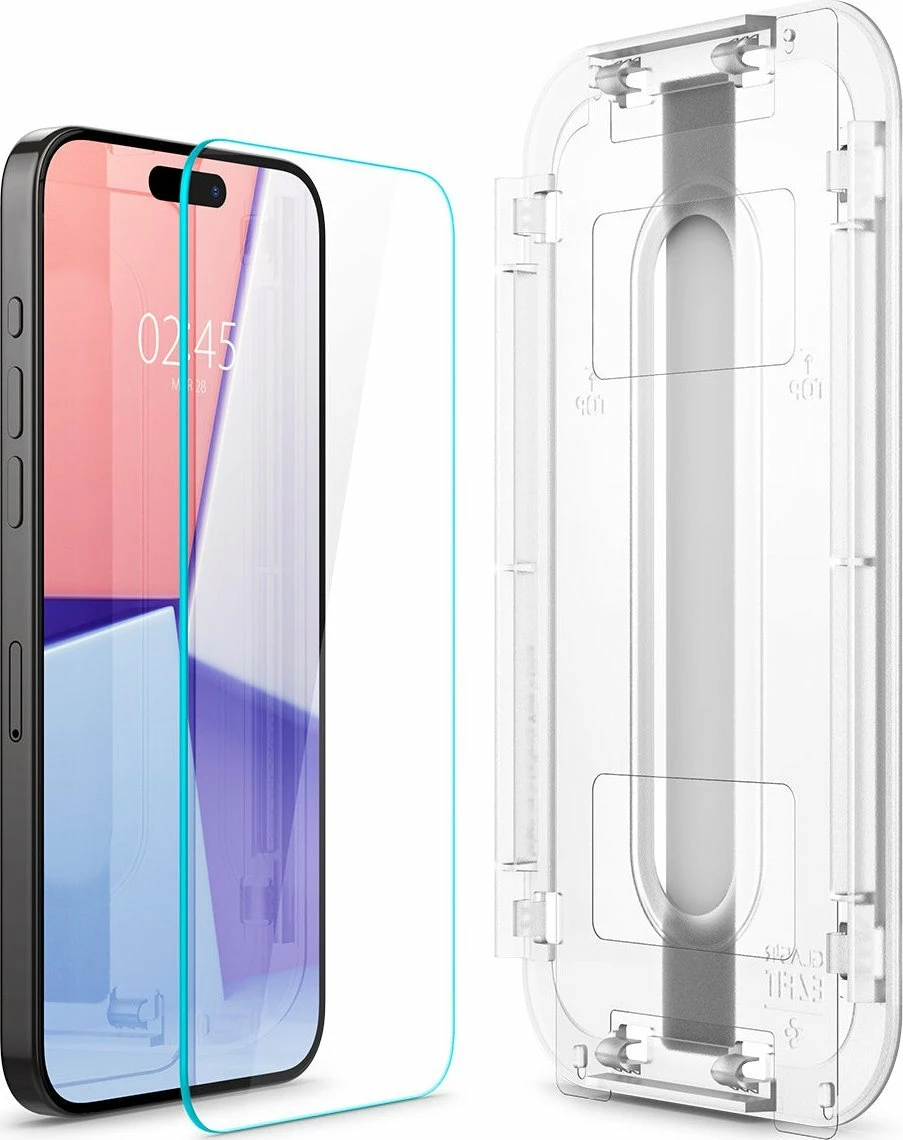 Xham mbrojtës ekrani Spigen Glass tR EZ Fit AGL06872 për iPhone 15 Pro Max, transparent, 2 copë