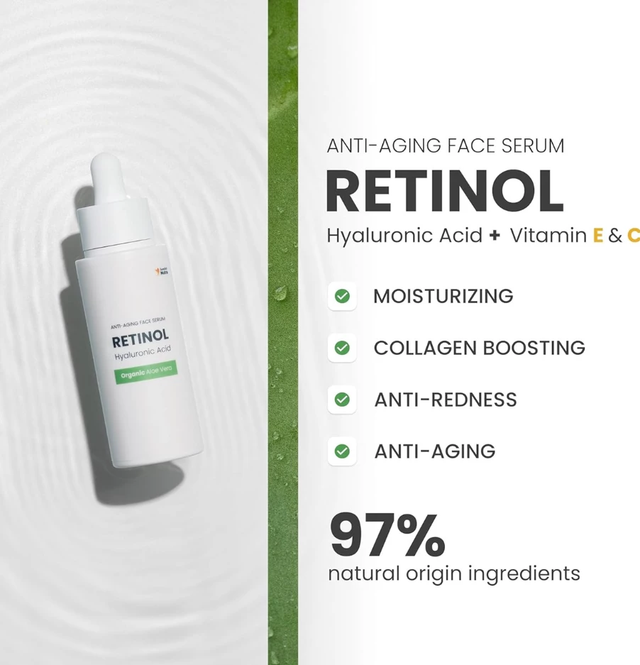 Serum kundër rudhave Swedish Nutra Retinol Hyaluronic Acid, 30ml