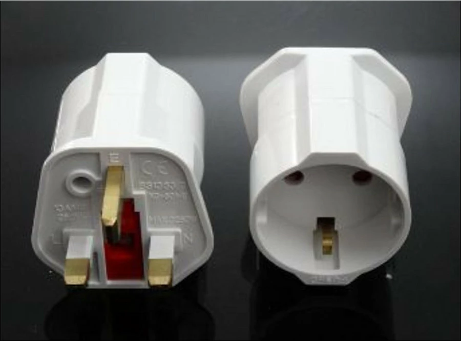 Adapter prizë Synergy21 135137, UK Type D në Type F (Schuko), i bardhë