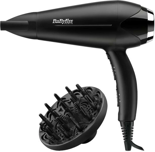 Tharëse flokësh, BaByliss, Turbo Smooth 2200 (D572DE), 2200W, keramikë & jonike, me difuzer dhe koncentrator, e zezë