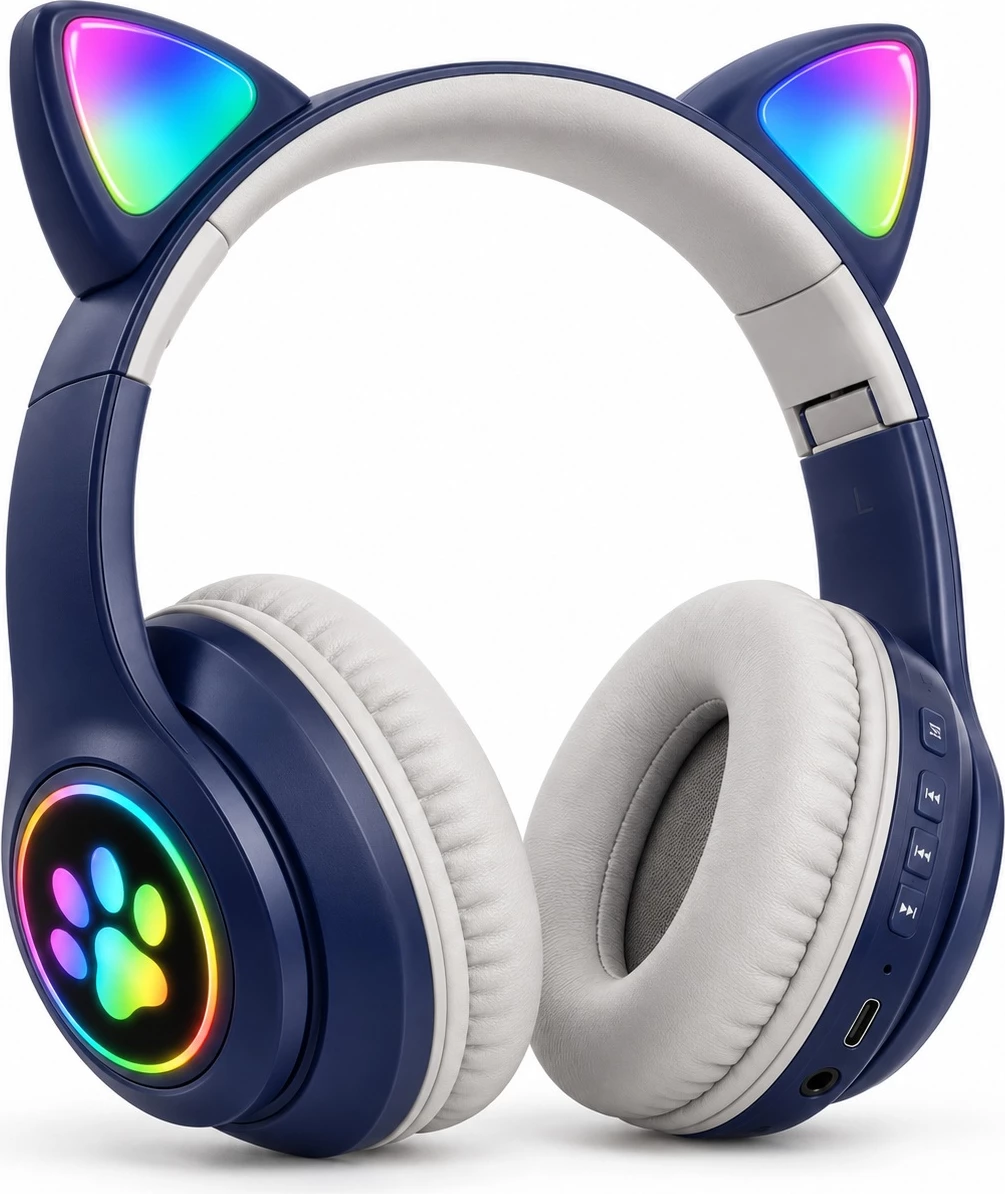 Kufje Wireless B39M Cat Ear me RGB, Bluetooth 5.0 dhe 400 mAh – Të Kaltra