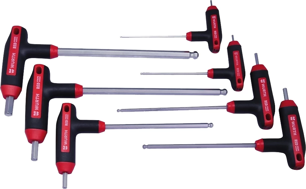 Set kaçavidash T Würth, REDSTRIPE, kokë sferike, 7copë