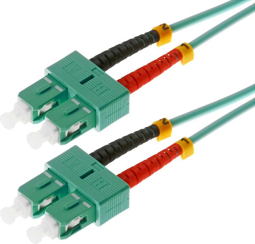 Kabllo patch fibër optike Helos OM3 SC-SC Duplex 1m, 10Gbit/s, aqua