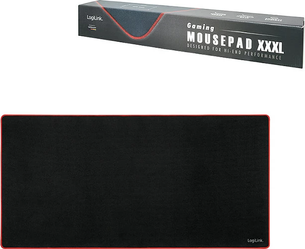 Mauspad LogiLink Gaming 1200x600x3mm, me skaje të qepura, i zi