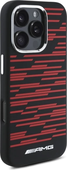 Mbështjellës Mercedes AMG Silicone Graphics MagSafe për iPhone 16 Pro, i zi