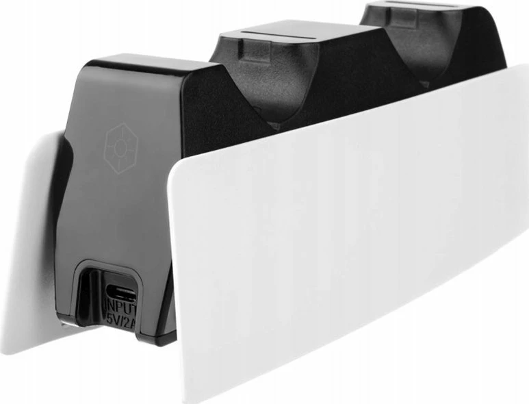 Stacion karikimi i dyfishtë Fixed FIXPS5-DCC-BW për kontrollor PS5 DualSense, USB-C 5V/2A, bardhë/zi