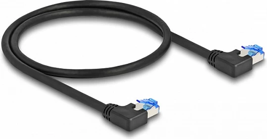 Kabllo rrjeti DeLOCK RJ45 Cat6a S/FTP 0.5m, konektorë këndorë, e zezë