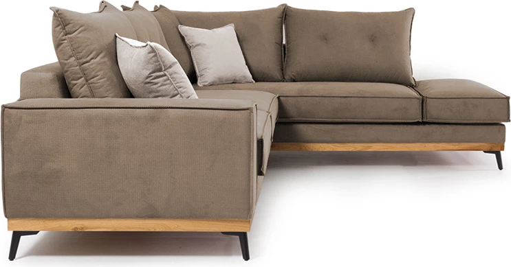 Kënd divani Luxury II këndi majtë, pëlhurë, ngjyrë mocha-krem, 290x235x95cm