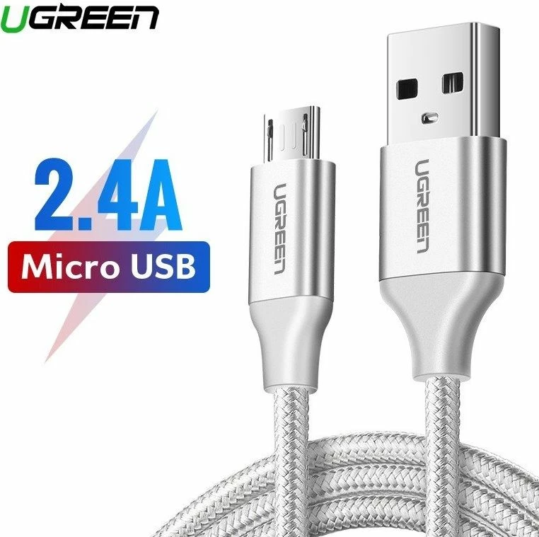 Kabllo USB-A në microUSB Ugreen US290 (60151) 1 m USB 2.0 2.4A e bardhë