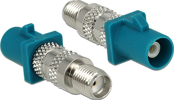 Adapter RF DeLOCK 88932, FAKRA Z (M) në SMA (F), nikel, blu