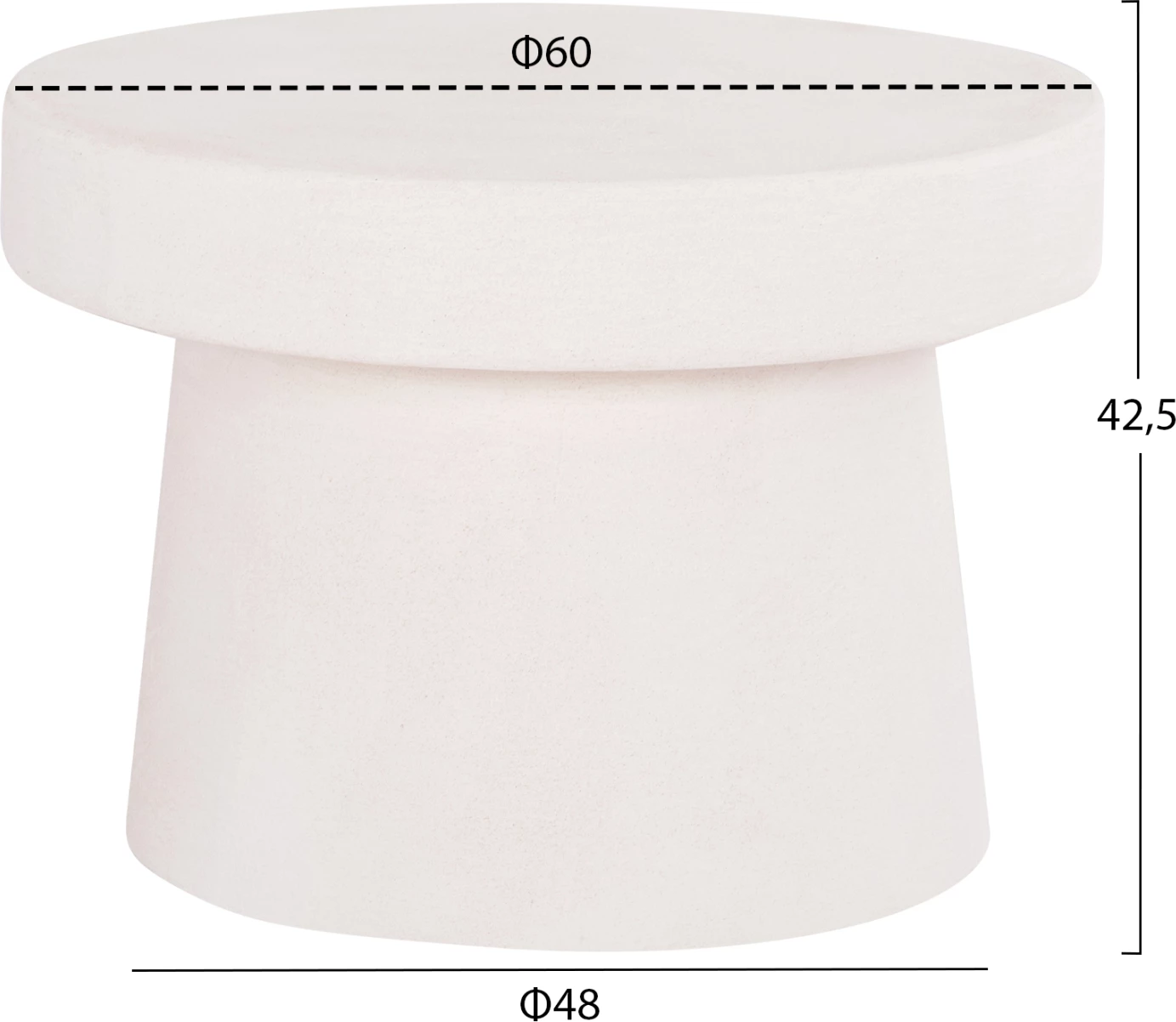 Tavolinë kafeje e rrumbullakët seri Santorini FH18051 MDF ngjyrë off-white Φ60x42.5Hcm.