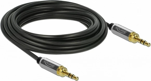 Kabllo audio DeLOCK 85787, 3.5mm mashkull–3.5mm mashkull, 3 m, e zezë/gri
