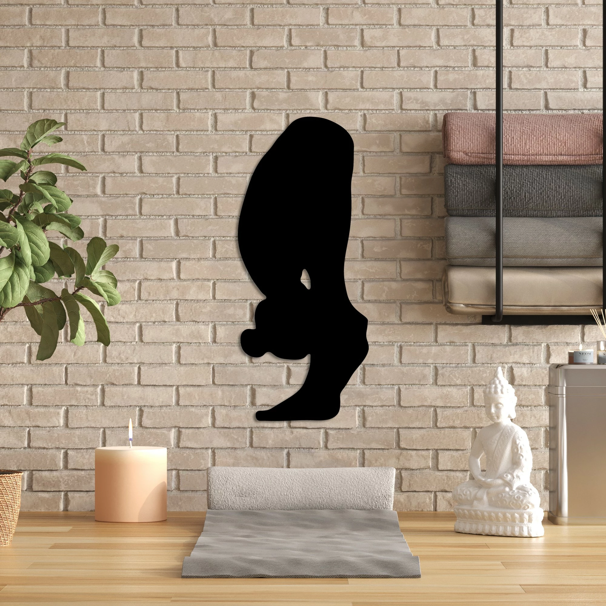 Aksesor dekorativ metalik për mur, Yoga 26, ngjyrë e zezë, 26x60cm
