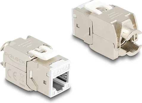 Modul Keystone DeLOCK RJ45 Cat6A, pa vegla, set 10 copë, i bardhë