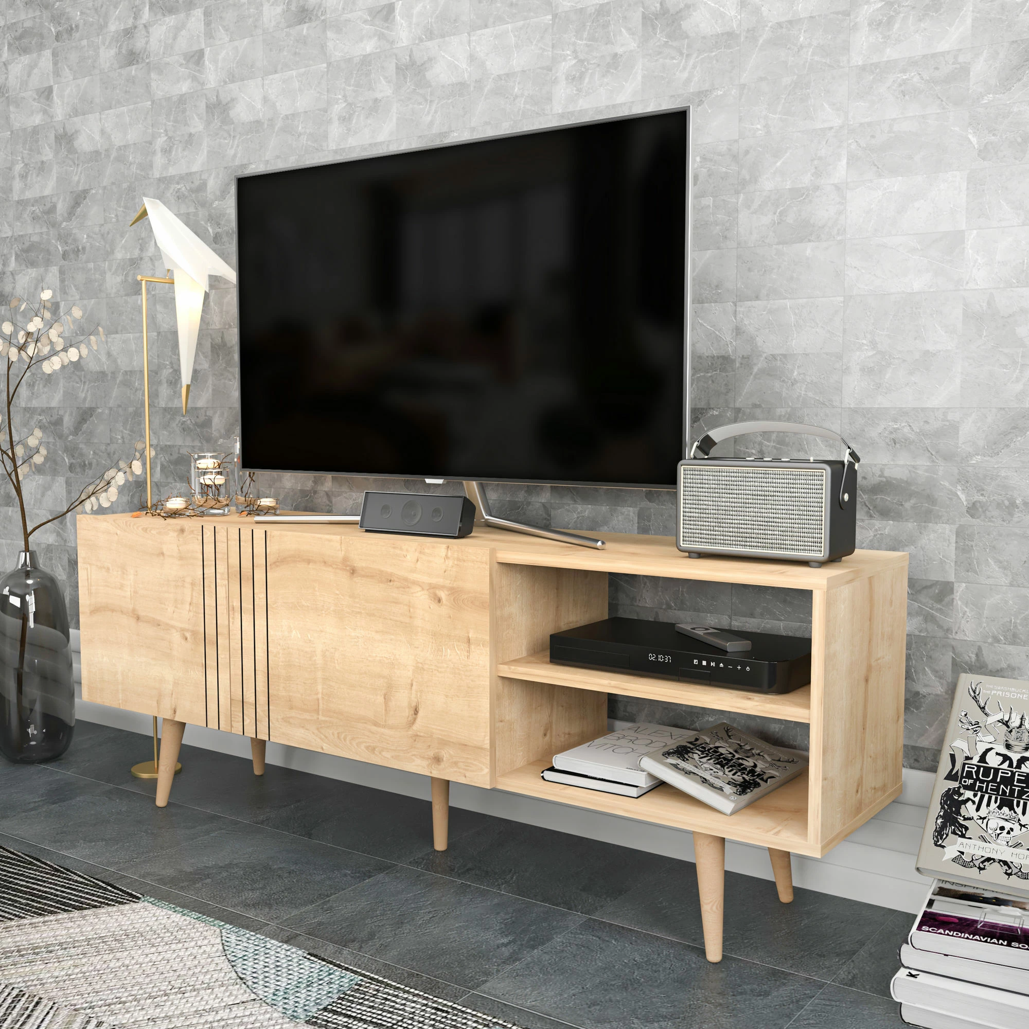 Komodë për TV Hanah Home, Ronas, ngjyrë Sapphire