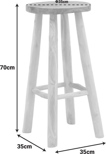 Karrige për bar Nusiwo, dru tik natyral, 35x70cm