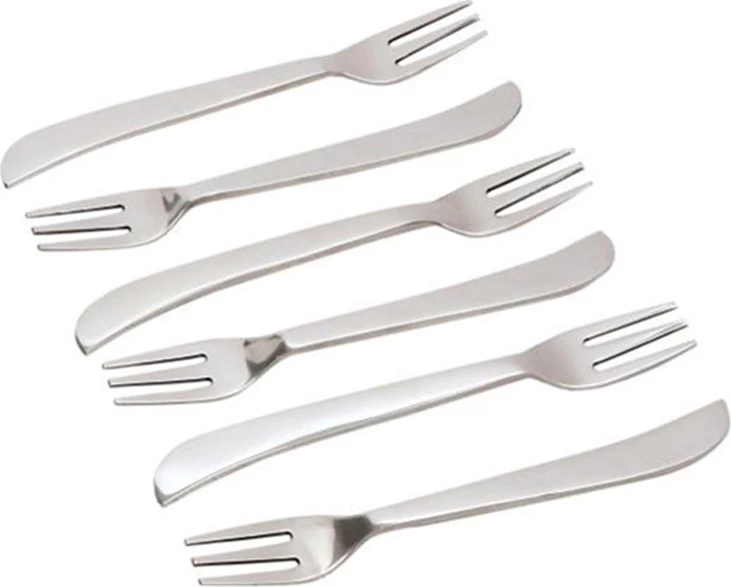 Set pirunash për ëmbëlsira, CURVE, 6 copë, çelik, argjend, 13x2x1cm
