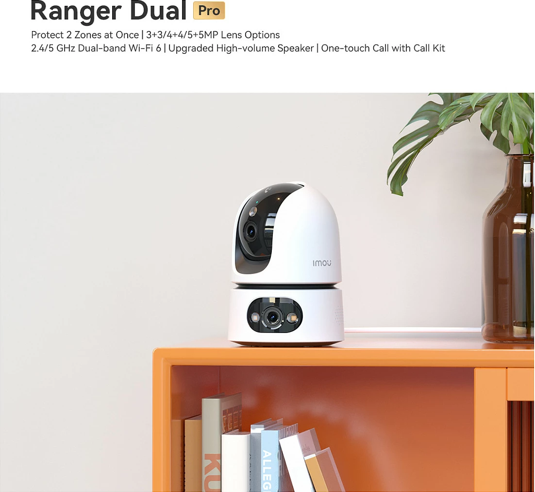 Kamerë sigurie IP Imou Ranger Dual Pro 6MP, Wi‑Fi 6, PTZ 360°, MicroSD, e bardhë