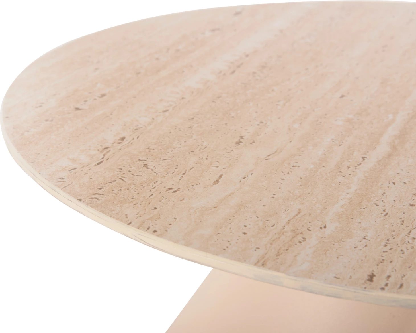 Tavolina anësore 2 copë NANZA FH9927 metalike me sipërfaqe qeramike krem-bezhë Φ50&Φ60 cm