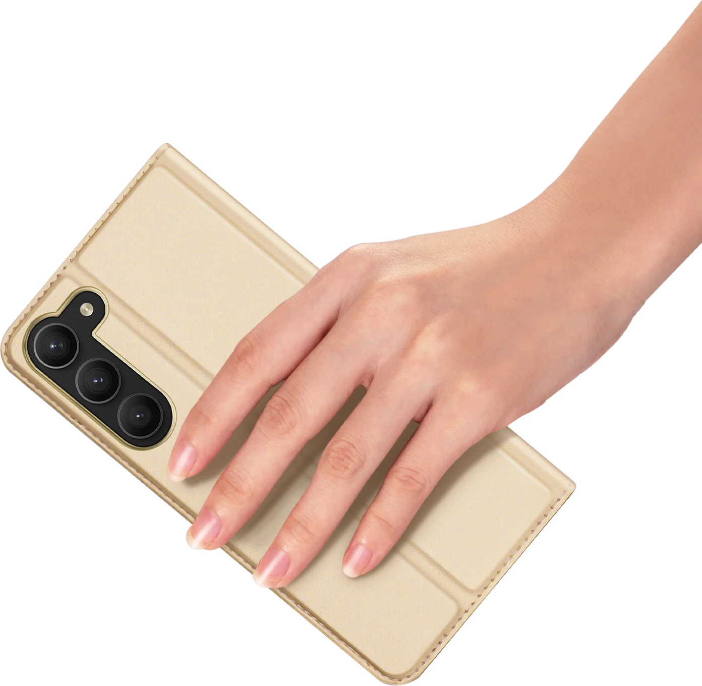 Mbështjellës Dux Ducis Skin Pro për Samsung Galaxy S23+, me xhep kartelash, funksion stand, ari