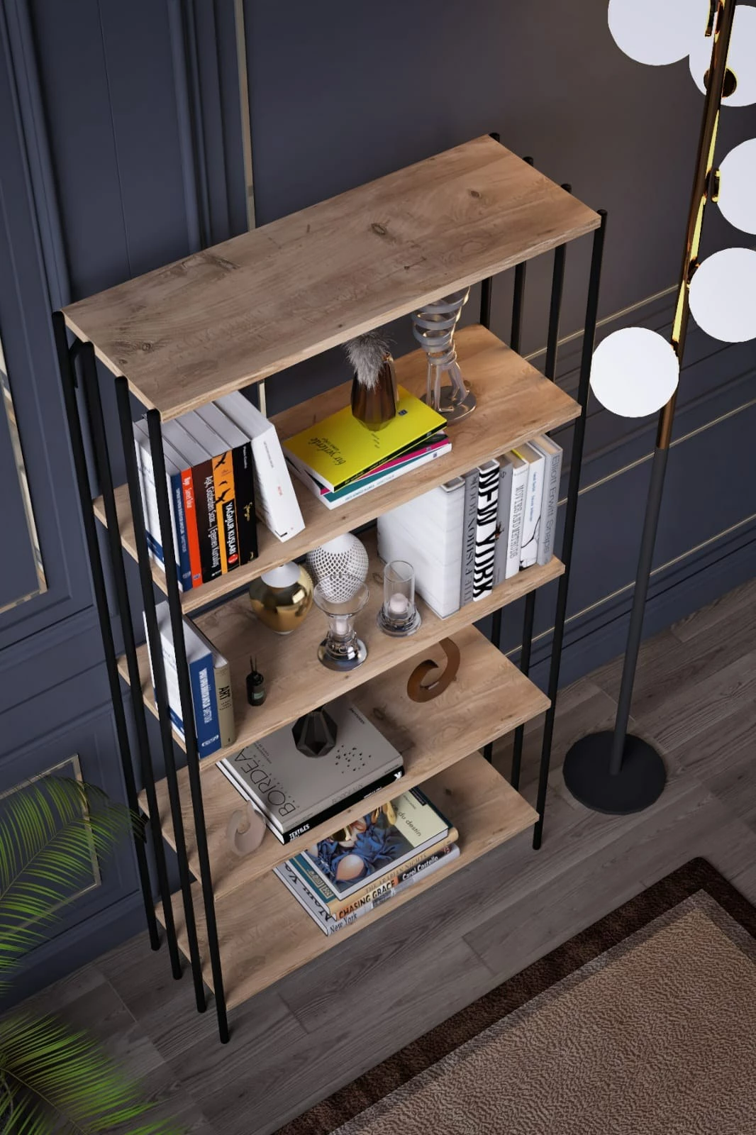 Raft librash Hanah Home, Verona, ngjyrë e zezë dhe Atlantic Pine