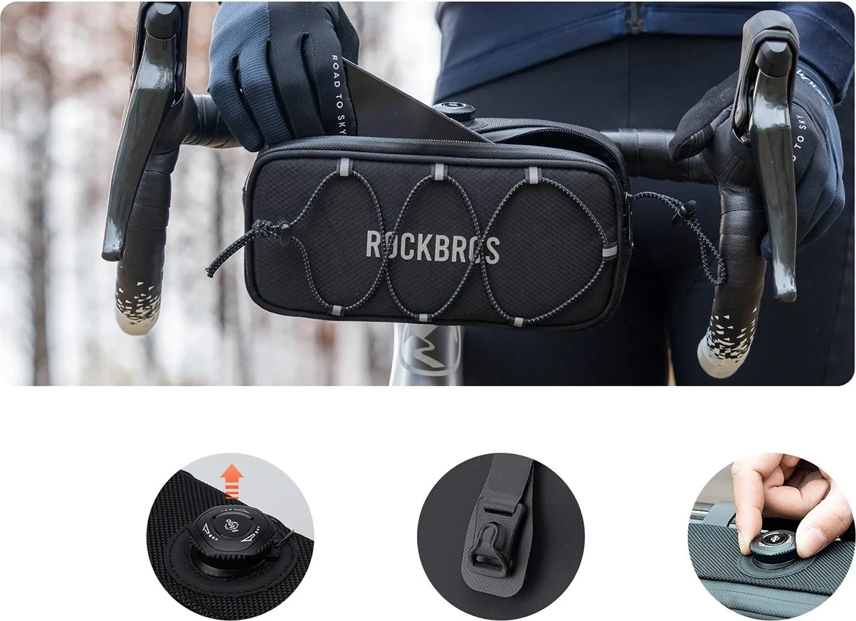 Çantë timoni biçiklete Rockbros TL001 Road To Sky 1.9L waterproof, e zezë