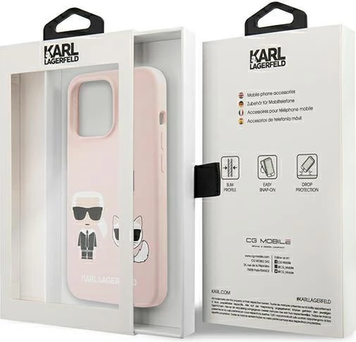 Mbështjellës Karl Lagerfeld KLHMP13XSSKCI për iPhone 13 Pro Max 6.7", silikon, MagSafe, rozë e çelët