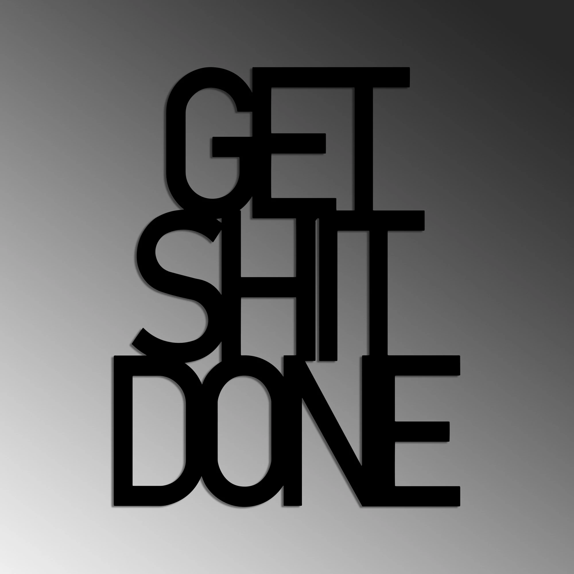 Aksesor metalik dekorativ për mur, Wallity, Get Shit Done, 38x48cm, i zi