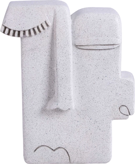 Dekor fytyre abstrakte KUVAUS 2, polirezine e bardhë, 18x7x22cm