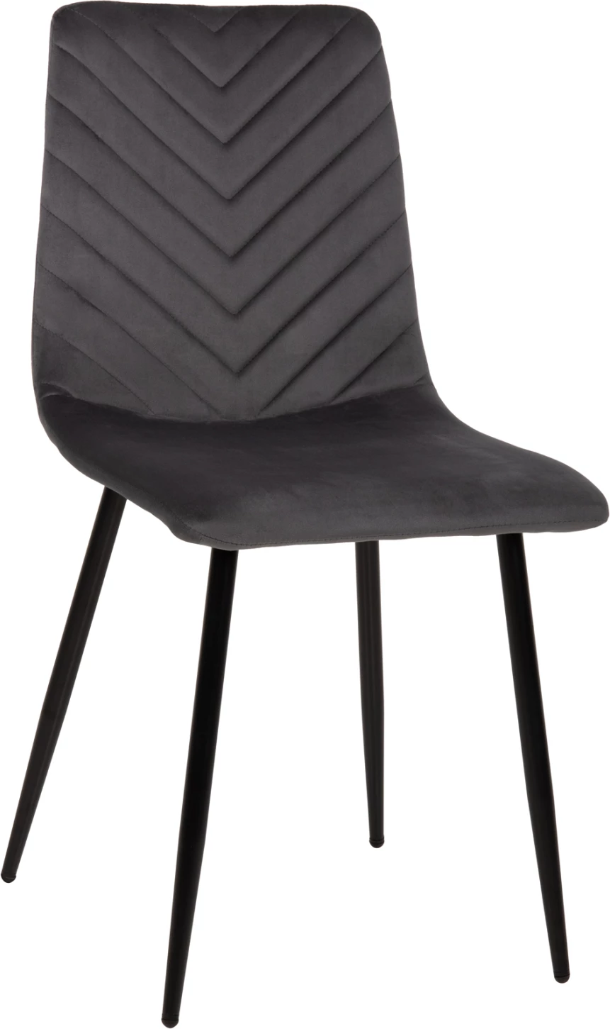 Karrige për ngrënie LATRELL FH8587.01 kadife gri & këmbë metali të zeza 43x54x88Hcm., set prej 4 copë