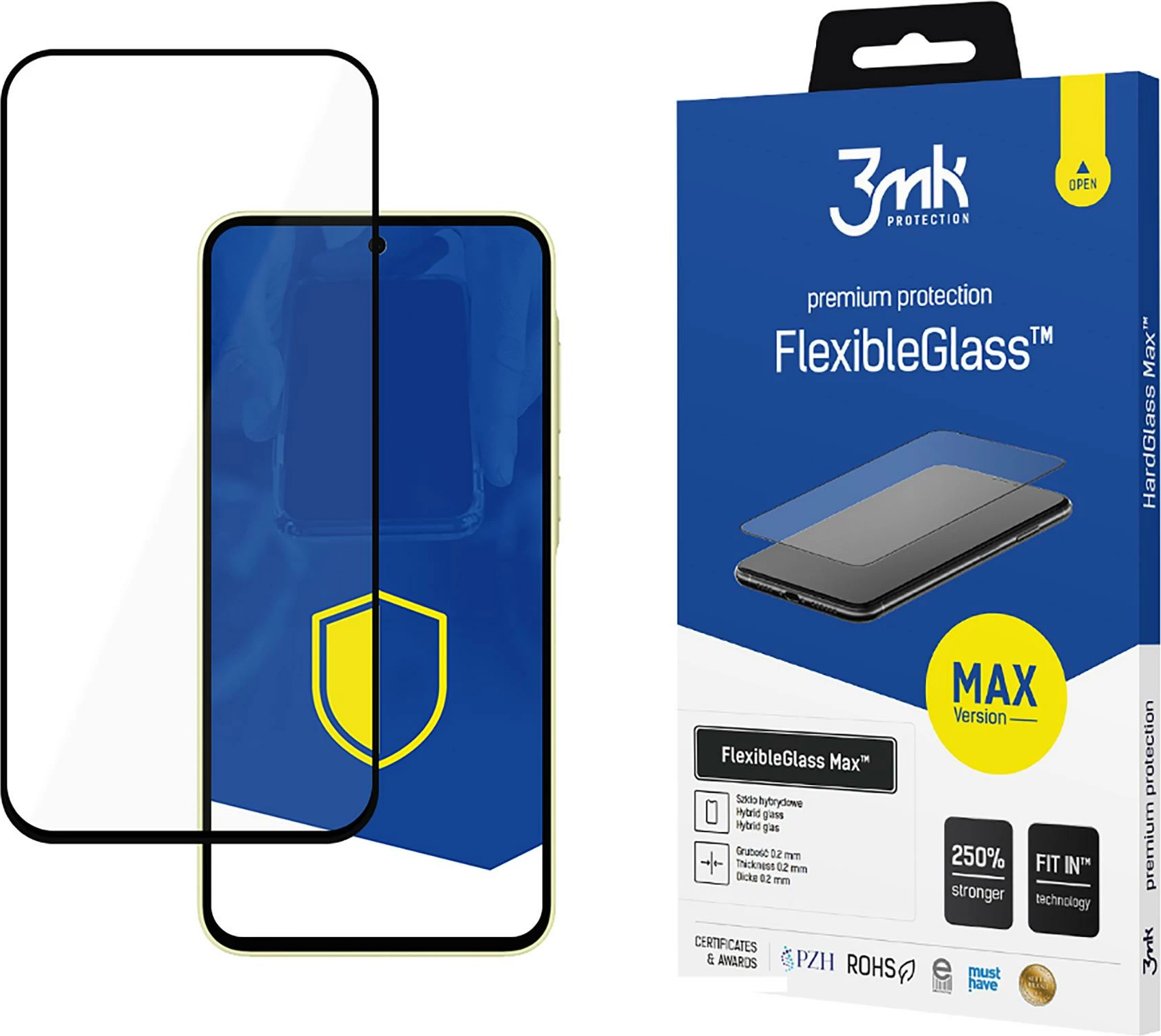 Mbështjellës xhami fleksibil 3mk FlexibleGlass Max për Samsung Galaxy A35 5G, i zi